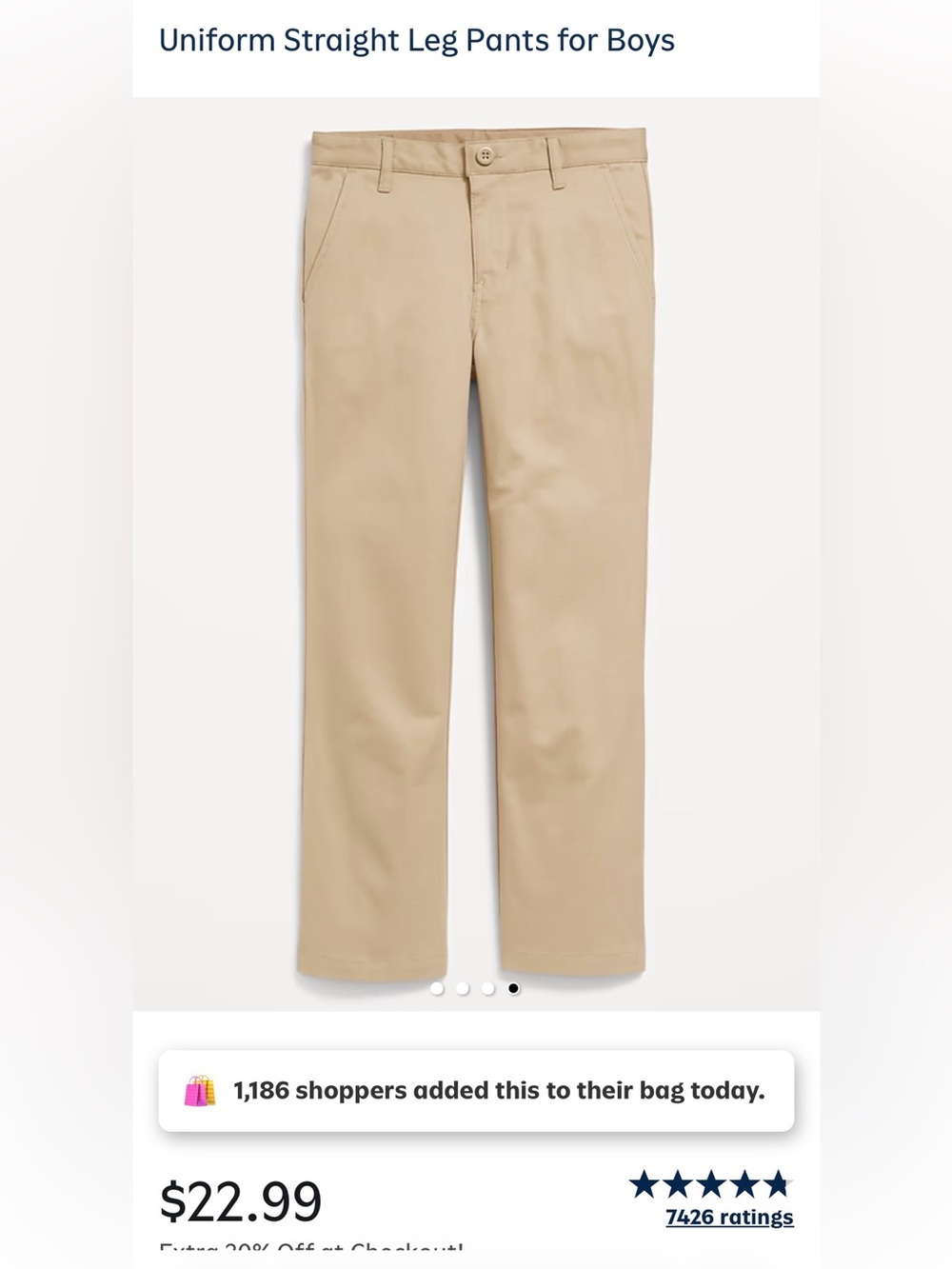 Old Navy Boys Straight Leg Uniform Pants, size 18 Plus